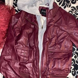 OBEY faux leather maroon jacket